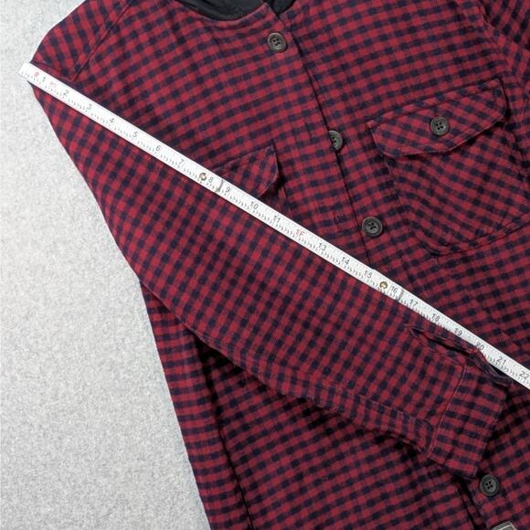 Eddie Bauer Women’s Hooded Flannel Shirt M Red Black Plaid Button Up Outdoor - Picture 12 of 12